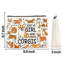 LGLZSHP Corgi Gifts for Corgi Lovers Makeup Bag, Corgi Lovers Gift Just a Girl Who Loves Corgis Cosmetic Bag Zipper Makeup Pouch
