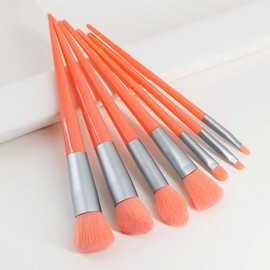 Juego de 7 brochas maquillaje fluorescentes, herramientas belleza for sombra ojos en polvo diamante                                                   