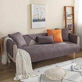 XSlive Cotton Quilted Sofa Cover Boho Circle Embroidered Sectional Couch Slipcover Solid Color Non Slip Sofa Slipcover Furniture Protector for Dogs, Pets, Children (Dark Grey,43"x94")