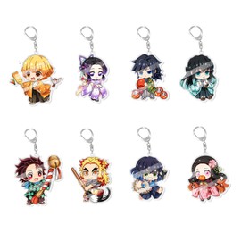 Demon Slayers 8 Pcs Keychains Accessories Keychain Wallet Cute Keychain for Women Girl Boys and Men Keychain for Backpacks Anime Keychain(Kochou Shinobu Rengoku Kyoujurou Tokitou Muichirou,etc.)