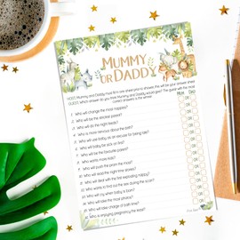 Pink Bee Parties Mummy or Daddy, Safari Theme Baby Shower Game - 40 Players