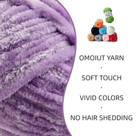 Plush Chenille Chunky Yarn - Fluffy Velvet Yarn Crochet for Blanket Knitting and Crocheting - Soft Baby Yarn for Crocheting - Amigurumi Crochet Yarn 100g (87yds) (Pale Purple)