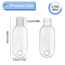 FUNAUPGO 5 Pcs Refillable Travel Bottles Hand Sanitizer Travel Size Holder with Keychain Portable Empty Plastic Bottles Leakproof Squeeze Containers with Clip for Home Office Outdoor