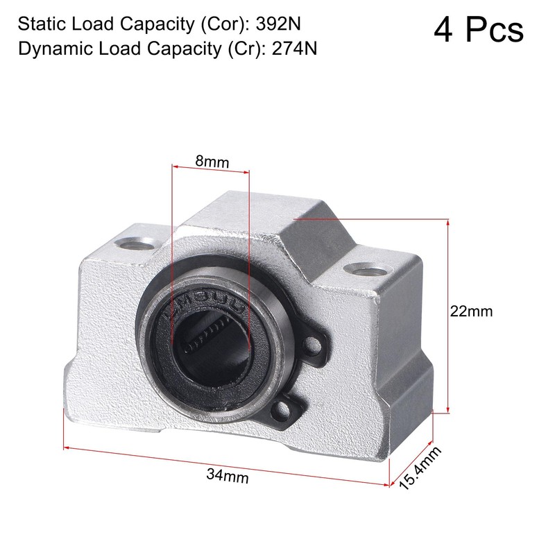 sourcing map SCV8UU Linear Ball Bearing Slide Block Units, 8mm