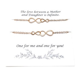 Mother and Daughter Infinity Bracelet Set for 2 Gift Delicate Silver Sterling (Sterling Silver)