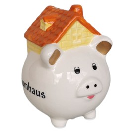 Piggy Bank Dream House Ceramic White 14.5 cm Gift New Construction