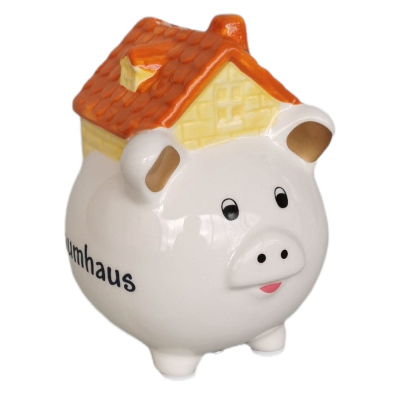 Piggy Bank Dream House Ceramic White 14.5 cm Gift New