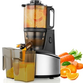 Cold Press Juicer, 5.51" Wide Feed Chute Juice Extractor Machine with 250W, High Juice Yield, Slow Masticating Juicer for Whole Vegetables & Fruits, Healthy Ice Cream Maker