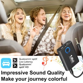 1Mii Bluetooth 5.3 Transmitter Receiver, aptX HD Low Latency aptX Adaptive for Audio, Bluetooth Transmitter for TV to Headphones, Wireless Aux Bluetooth Audio Adapter for TV/Speakers/Car/Air/Earphones