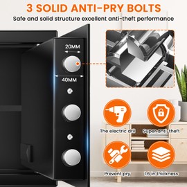 1.6 Cu Ft Home Safe Fireproof Waterproof, Fireproof Safe with Keypad and Removable Shelf, Digital Home Security Safety Box for Money Firearm Medicines Valuables