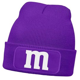 MoonWorks® Men's Beanie Patch Knitted Hat with Letter M Print Fancy Dress Carnival Funny Hat Men, purple