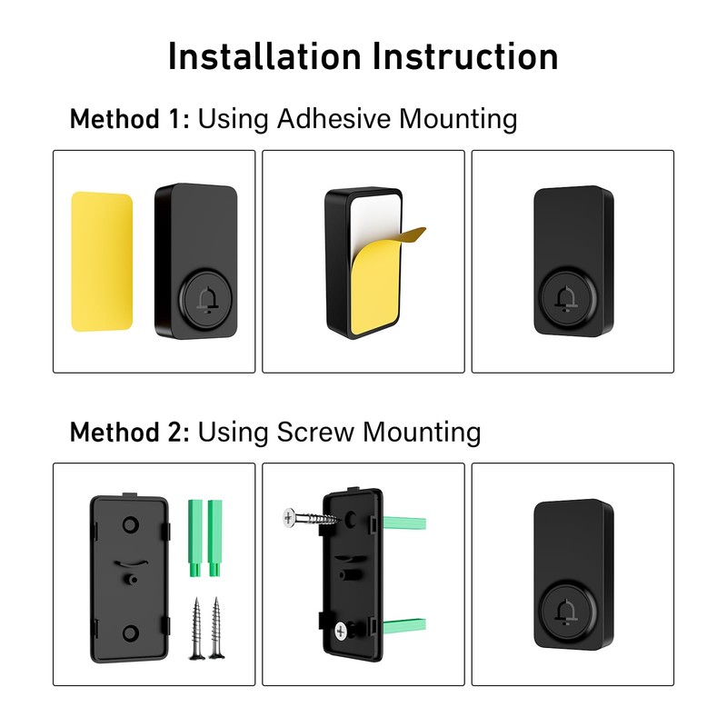 SECRUI Door Bells Wireless, Easy Installation 2 Buttons with 1000ft