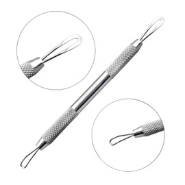 The Body Tools ® Professional Blackheads Whiteheads Remover Extractor Facial Tool -Flat and Round Stainless Steel Wired Ends - Polished Round Edges Reduce Pain Easy to Use