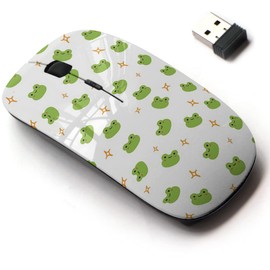 2.4G Wireless Mouse with Cute Pattern Design for All Laptops and Desktops with Nano Receiver - Frog White
