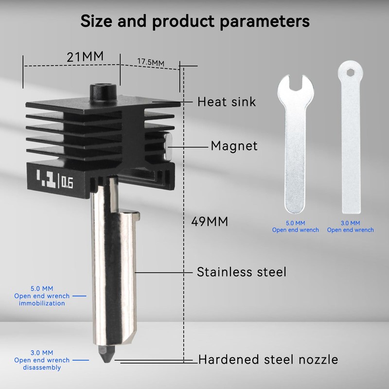 3pcs H2D Hotend 0.6mm for Bambu Lab H2D Hotend 3D