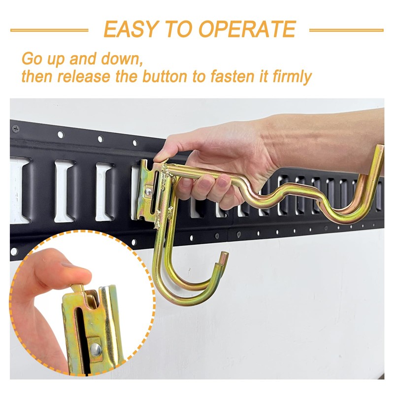 2-Pack E-Track Heavy Duty Shovel Hanger, Anti-Slip Double Layer Hooks
