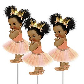 Peach Princess Centerpieces, African American Princess Table Decor, Peach Party Decor