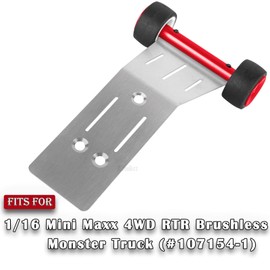 RCYouHott RC Upgrade Parts Steel Wheelie Bar for 1/16 Mini Maxx 4WD RTR Brushless Monster Truck (#107154-1),Tail Wheel Head up Wheel Hop Ups,Red(1 PCS