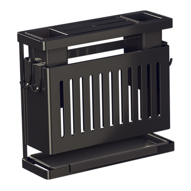 Kitchen Knives Chopstick Rack with Draining Tray Wall Mounted Multifunctional