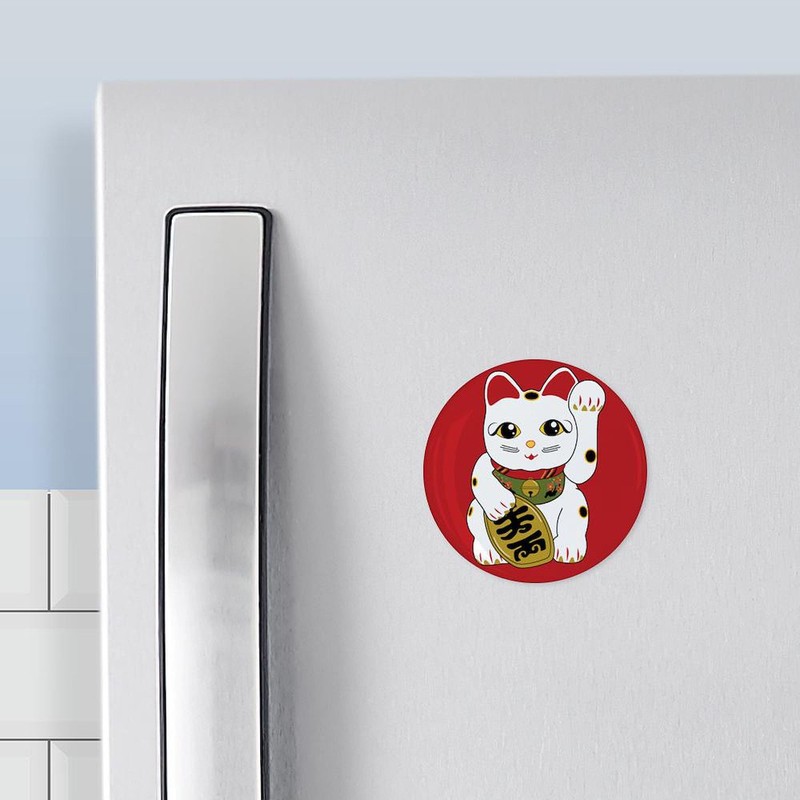 CafePress Maneki Neko Cat Magnet 2.25" Round Magnet, Refrigerator Magnet