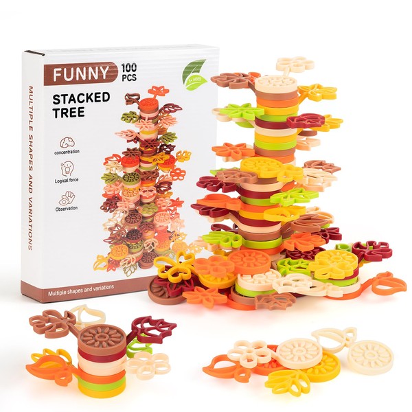 ANNICA Funny Stacked Tree Game, 100 Pieces, Multiple Shapes and