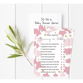 Inkdotpot Mommy Or Daddy Who said it Game Star Gender Reveal Set Of 50 Fun Baby Shower Game Party Supply