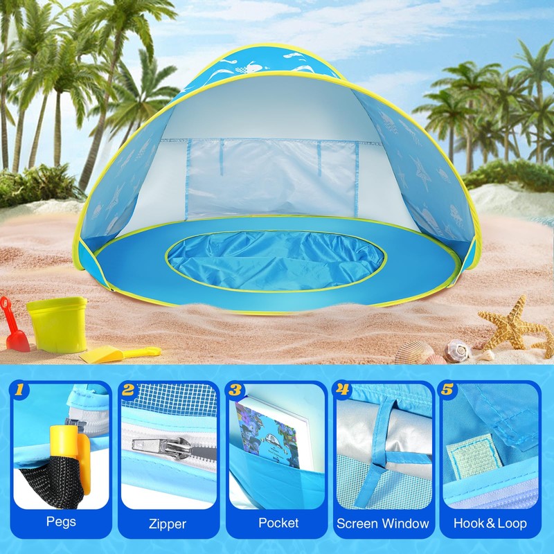 Monobeach Baby Beach Tent Ocean Pop Up Portable Shade Pool