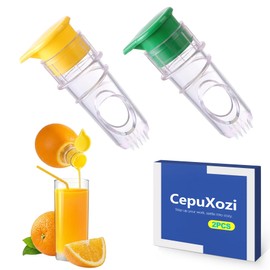 2 Pack Screw Top Lemon Squeezer, Portable Manual Citrus Press with Pour Spout, BPA-Free Plastic Screw In Lime Juicer, Compact Juice Extractor for Oranges Cocktails Kitchen