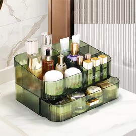MIUOPUR Makeup Organizer with Stackable Drawers, Bathroom Vanity Organizers and Storage, Ideal for Desk and Dresser Countertops, Great for Cosmetics, skincare, Lipsticks, Nail Care -Green