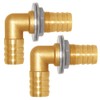 Uenede 2PCS Solid Brass 90 Elbow Barb Bulkhead Fitting 1/2"OD