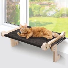 Topmart Cat Window Perch, Cat Window Bed for Indoor Cats, Cat Hammock Window Seat with Wood & Metal Frame, Easy to Adjust & Assemble