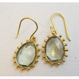 Green Amethyst Gold Plated Sterling Silver Earrings