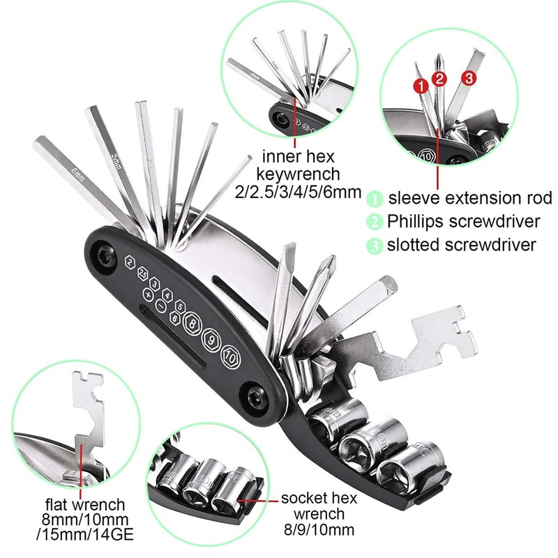 Heeke 16 in 1 Bike Tool Kit - Multifunctional Cycling
