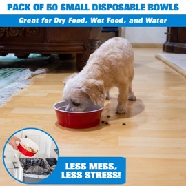 Party Dog Disposable Red Cup Style Pet Food Bowls for Cats and Dogs - Large and Small Sizes