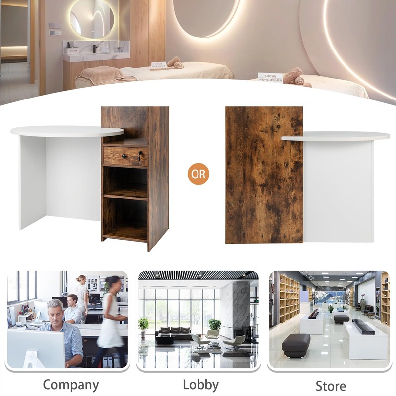 SILKYDRY Reception Desk, Small Retail Checkout Counter with Lockable Drawer