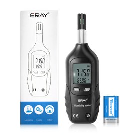 ERAY Digital Psychrometer Thermometer Hygrometer with Backlight, Temperature and Humidity Reader Meter Thermo-Hygrometer with Dew Point and Wet Bulb Temperature, 9V Battery Included(Black)