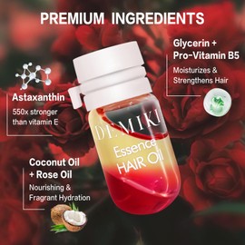 DEMIKI Perfume & Oil 2 in 1 & Shining Hair Oil For Frizzy, Hair Perfume Oil Mini, Treval Hair Perfume for Women, Long Lasting, Hair Oil for Frizzy Hair, Rose Scent,12 PCS