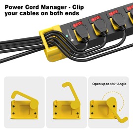 Heavy Duty Power Strip - 6 Outlet Power Strip with Individual Switches Cord Manager Surge Protector 1200J Home Office Garage Industrial Workbench