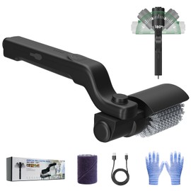 KAWBIYJ Electric Grill Brush for Outdoor Grill, Cordless & Rechargeable, 400 RPM BBQ Grill Cleaner, 180°Adjustable Angle, 304 Stainless Steel Brush Head with No Bristle Shedding, Dishwasher-Safe