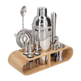 Health Gear 12 Pcs Stainless Steel Cocktail Shaker Set with Stand Complete Bartender Kit Including Martini Shaker Jigger Strainer Muddler Bar Spoon Easy Cleaning for Home and Professional