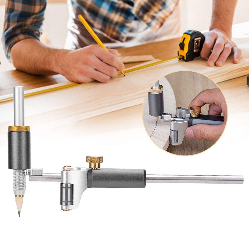 ViaGasaFamido Linear Arc Scriber Tool, Metric Wood Scribe Tool, Dual-Purpose
