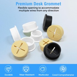 BOPOREAE Desk Grommet, 1 in 25 mm Silicone Rubber Grommets, White Desk Hole Cover for Cables, Flexible Wall Cord Pass Through Grommet for Office Table Computer Home Furniture Wire Organizer-8 Pcs
