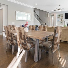 Modern Brown Chair Covers for Dining Chairs Set of 6, Armless Chair Slipcover Dining Chair Seat Covers for Dining Room Chairs, Kitchen Washable Stretch Chair Protectors Covers (Brown Modern)