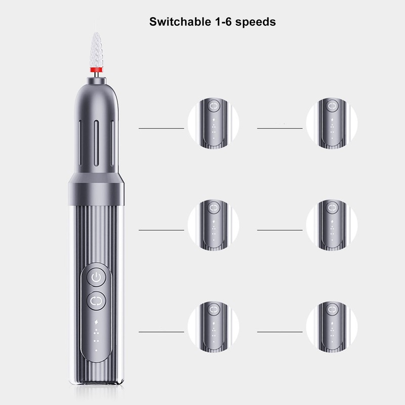 M8 Electric Nail Drill Pen 6 Speed Adjustable Direction LED