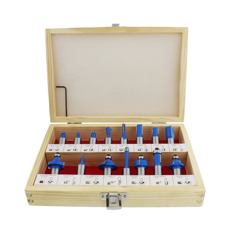 ABN Tungsten Carbide Router Bit 15-Piece Set, 1/2in Shank –