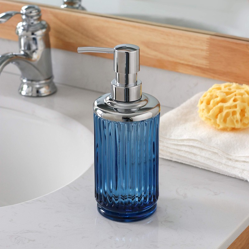 4PCs Heavy Weight Decent Blue Glass Bathroom Accessories Set with