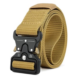 Mozeto Tactical Belt, Unisex Military Belt with Quick Release Metal Buckle. Nylon Belt for Outdoor, Work, Military, Leisure, Hunting - army yellow