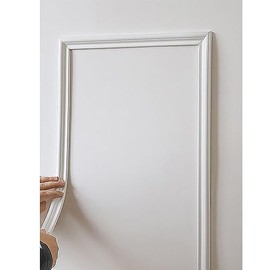 Peel and Stick Flexible Wall Molding Trim Self Adhesive Decorative Strips, DIY 3D Ceiling Trim for Home Décor on Cabinet Door Mirror Frame, 1.3in(W) ×16ft(L), White