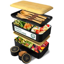 Umami All-in-1 1,2L Bento Lunchbox mit Besteck, 2 Saucenbehältern als Brotdosen Salat, Snack Bento Box, Auslaufsicher Brotdose Erwachsene, Inkl. Zubehör Brotdose mit Fächern für Meal Prep