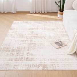 Nestiva Area Rugs Machine Washable for Living Room Bedroom, Soft Print Pattern Indoor Rug with Non-Slip Backing & Durable Edge, Vintage Distressed Mat, Light Brown 6'x9'